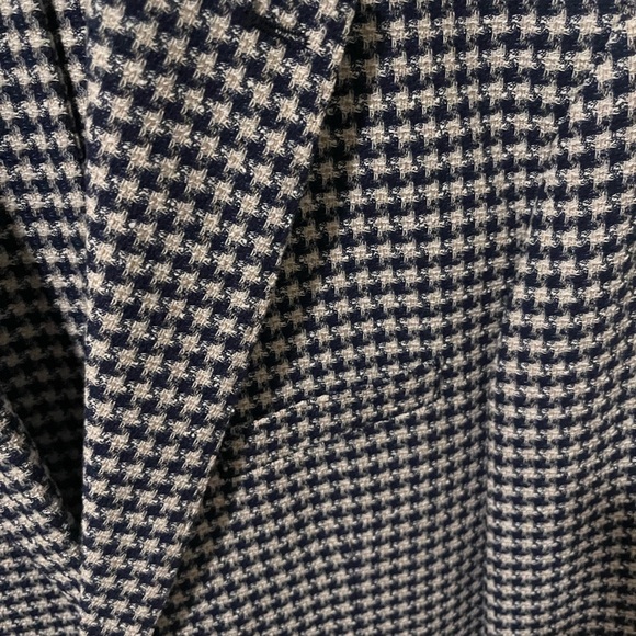 Spada houndstooth blazer in linen and cotton blend. Navy and White - Picture 2 of 6